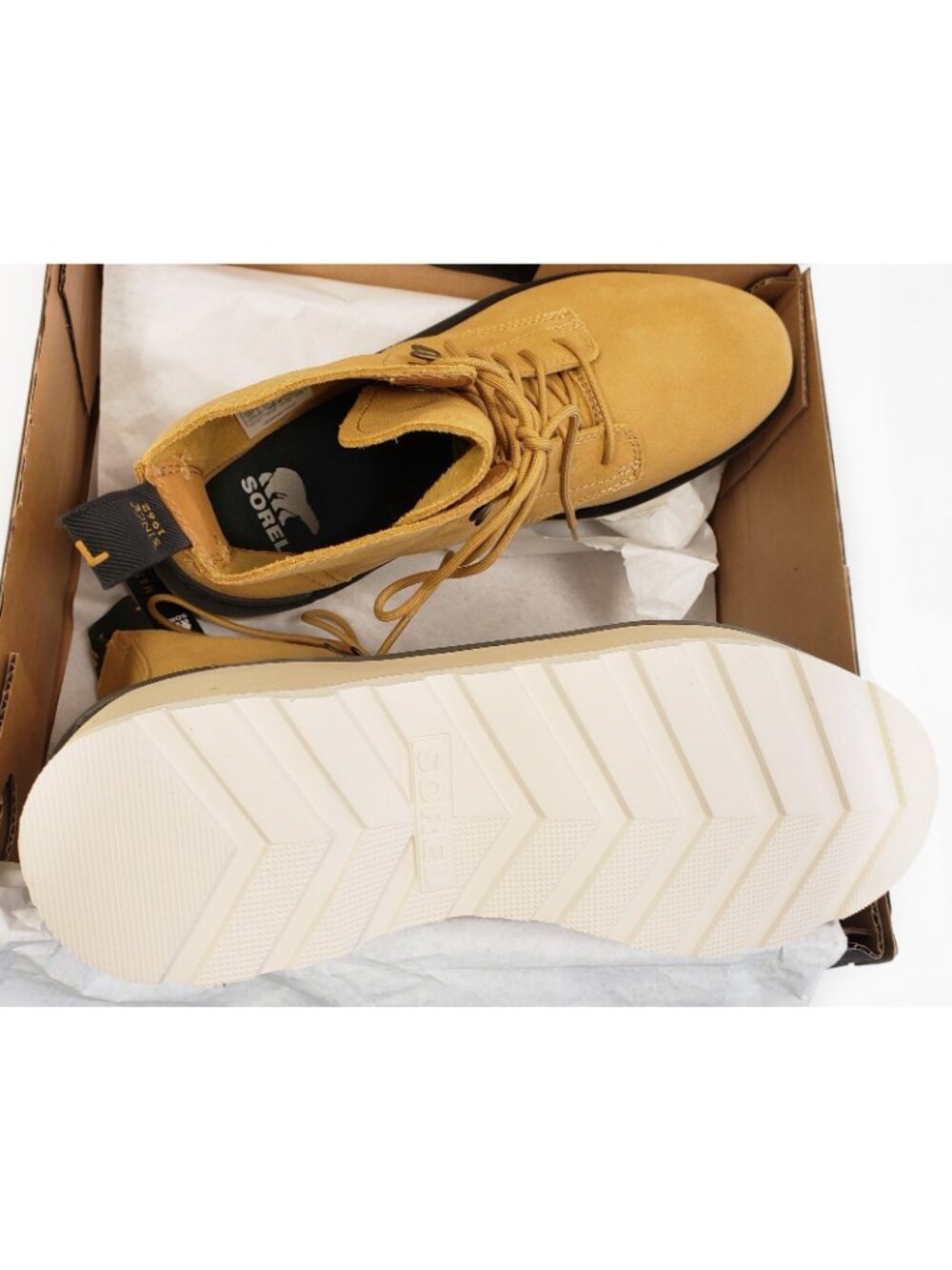 Sorel Women's Hi-Line Lace Up Waterproof Suede Combat Boots Geo Yellow Size 8.5 - Picture 3 of 5
